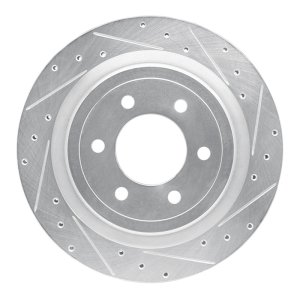 Ford F-150 Lightning Brake Rotor (1) - Rear Right - R1 Concepts - Drilled & Slotted - Silver - `21-`25
